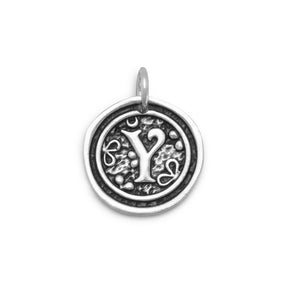 Oxidized Initial "Y" Pendant