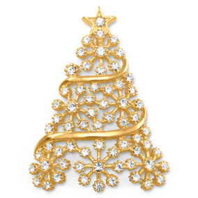 14 Karat Gold Plated Crystal Christmas Tree Slide