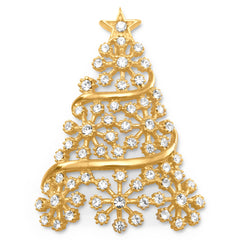 14 Karat Gold Plated Crystal Christmas Tree Slide