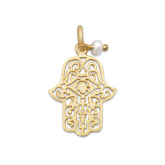 14 Karat Gold Plated Sterling Silver Hamsa Charm