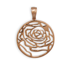 14 Karat Rose Gold Plated Cut Out Rose Pendant