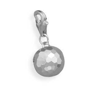 Faceted Sterling Silver Bead Charm with Lobster Clasp