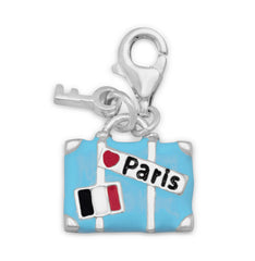 Rhodium Plated Suitcase Charm with Lobster Clasp