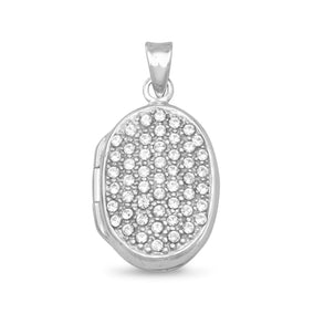 Rhodium Plated Pave Crystal Locket