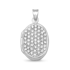 Rhodium Plated Pave Crystal Locket