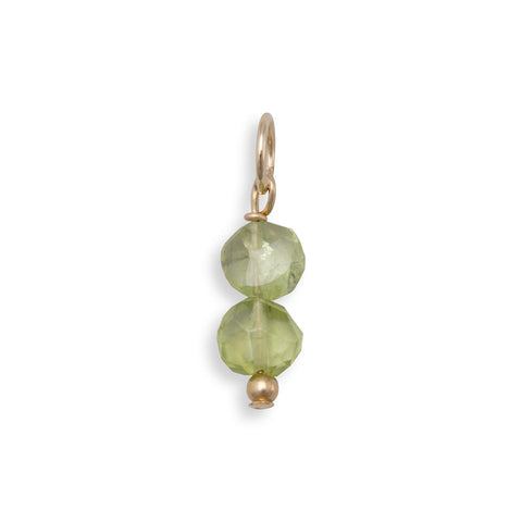14/20 Gold Filled Peridot Coin Bead Charm - August Birthstone