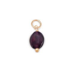 14/20 Gold Filled Oval Garnet Charm - January Birthstone