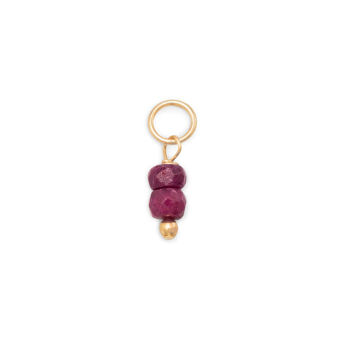 14/20 Gold Filled Ruby Rondell Charm - July Birthstone