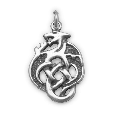 Oxidized Celtic Dragon Charm