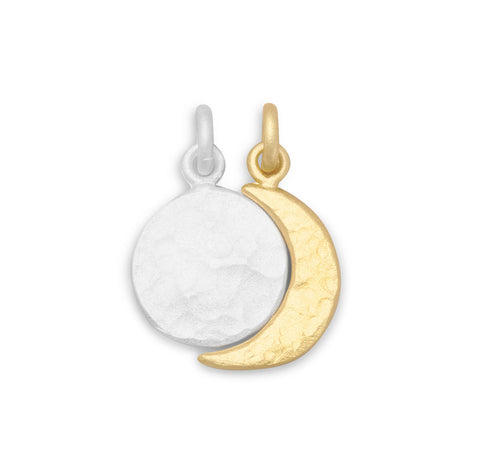 Two Tone Full Moon and Crescent Moon Charm Set