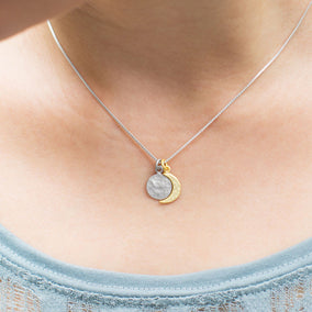 Two Tone Full Moon and Crescent Moon Charm Set