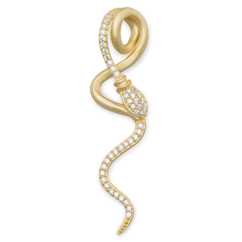 14 Karat Gold Plated CZ Snake Slide