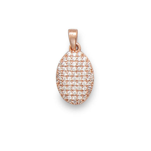 14 Karat Rose Gold Plated Oval Pendant with CZs