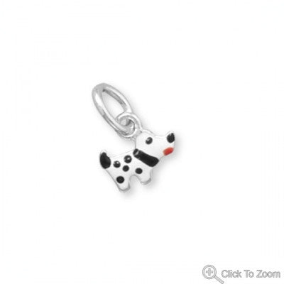 Rhodium Plated Puppy Dog Charm