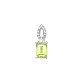 Rhodium Plated Peridot and White Topaz Slide