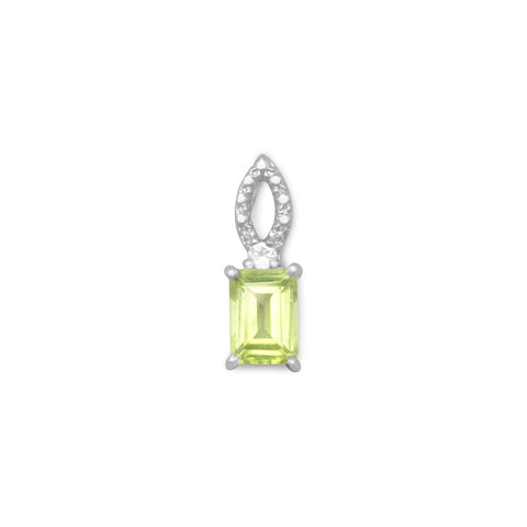 Rhodium Plated Peridot and White Topaz Slide