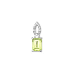 Rhodium Plated Peridot and White Topaz Slide