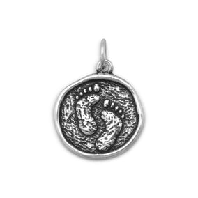 Oxidized Baby Feet Pendant