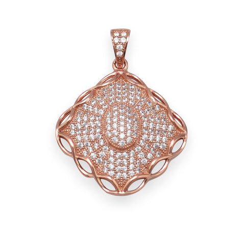 14 Karat Rose Gold Plated Pave Signity CZ Pendant