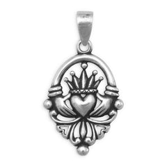 Oxidized Claddagh Pendant
