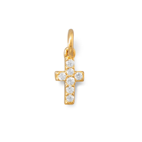 14K Gold Plated CZ Cross Charm
