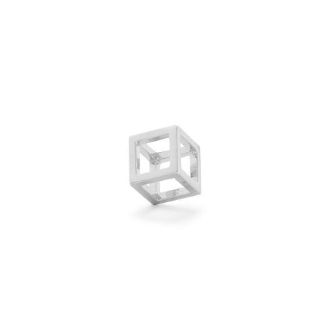 Rhodium Plated Floating Cube Pendant