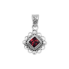 Diamond Shape Faceted Garnet Pendant