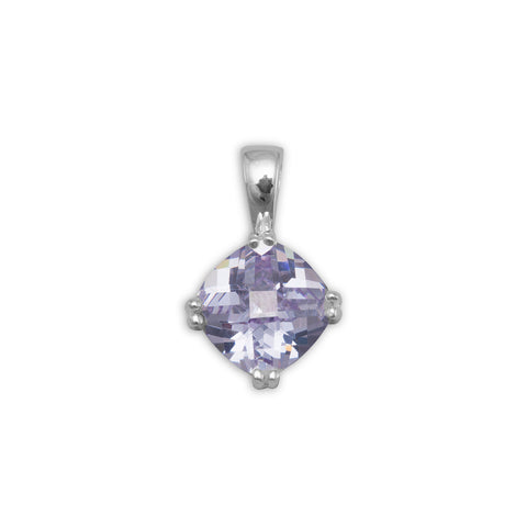 Checkerboard Cut Lavender CZ Pendant