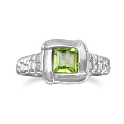Peridot with Overlapped Edge Design Ring