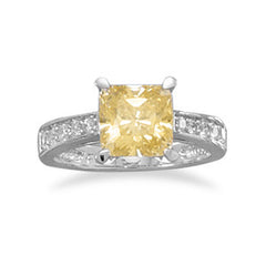 Rhodium Plated Yellow and Clear CZ Ring