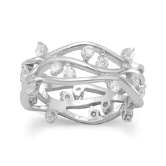 Rhodium Plated Open Band CZ Ring