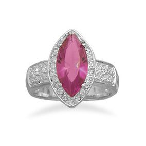 Fuchsia Marquise CZ with Crystal Edge Ring