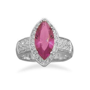 Fuchsia Marquise CZ with Crystal Edge Ring