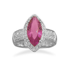 Fuchsia Marquise CZ with Crystal Edge Ring