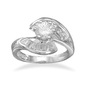 Rhodium Plated Baguette CZ Ring