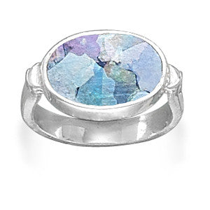 Ancient Roman Glass Ring with Hammered Band