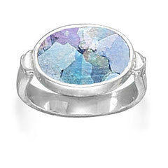 Ancient Roman Glass Ring with Hammered Band