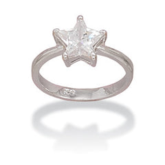 Rhodium Plated CZ Star Ring