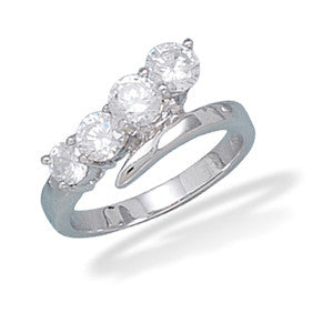 Rhodium Plated Graduated CZ Ring