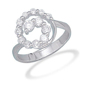 Rhodium Plated Graduated CZ Swirl Ring