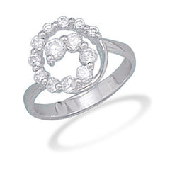 Rhodium Plated Graduated CZ Swirl Ring
