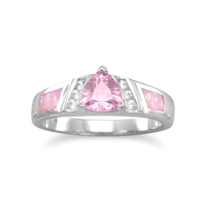 CZ and Synthetic Opal Ring