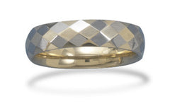 Faceted Zirconium Plated Tungsten Carbide Men's Ring
