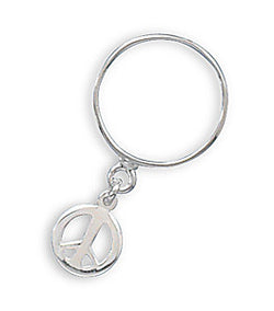 Peace Symbol Charm Ring
