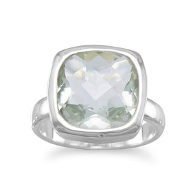 Faceted Green Amethyst Ring