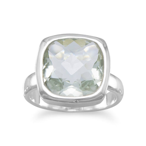 Faceted Green Amethyst Ring