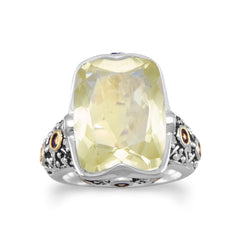 Large Faceted Lemon Quartz Ring