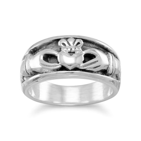 Oxidized Inset Claddagh Ring