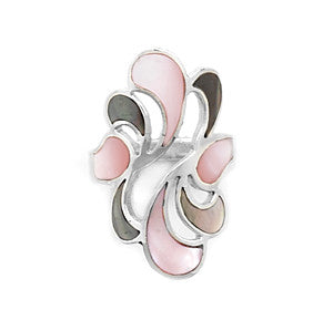 Grey and Pink Shell Inlay Ring