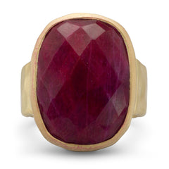 14 Karat Gold Plated Rough-Cut Ruby Ring
